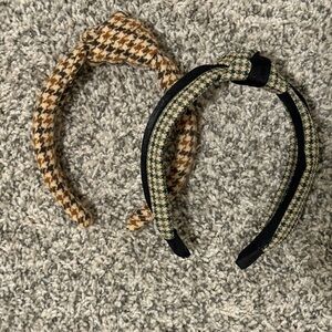 Stylish Houndstooth Headband Set - Brown and Green